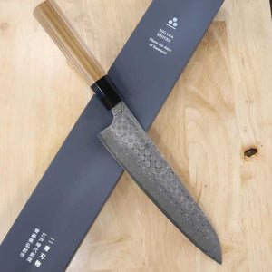 Forge Nigara Hamono NIGARA Motif sombre Gyuto SG2, manche octogonal en teck (210/240 mm)