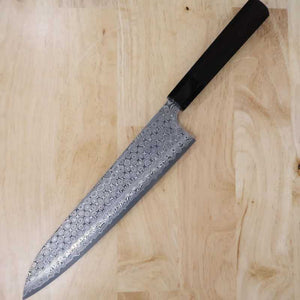 Forja de cuchillos Nitō NIGARA Anmon Gyuto SG2 mango octogonal de ébano (210-270 mm)