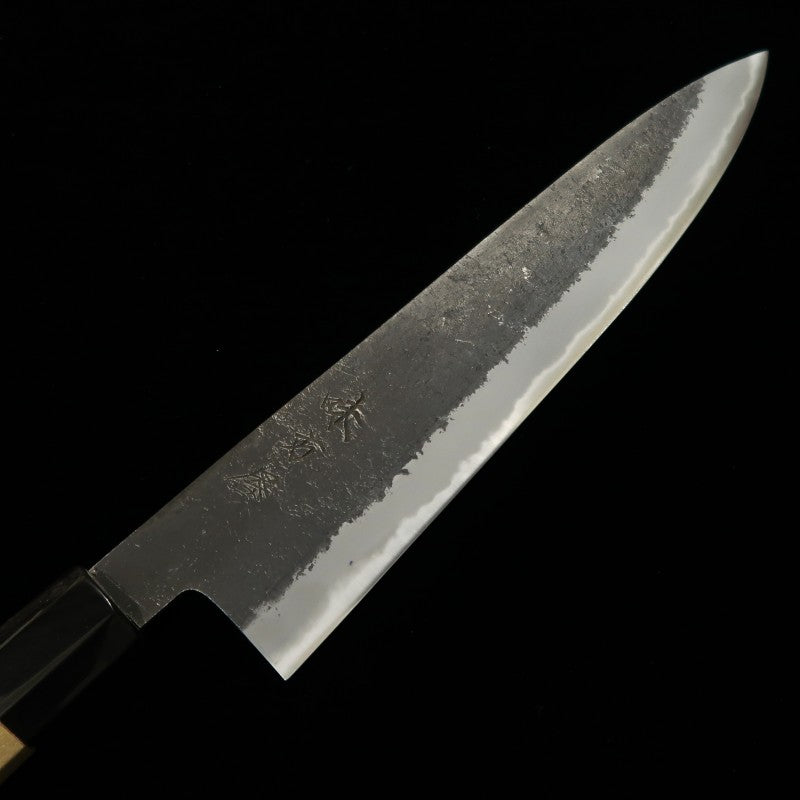 Mikata-ya Hinoura Acier Blanc n°2 Finition brute Poire Manche octogonal en magnolia Couteau de chef (210/240 mm)