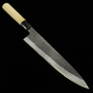 Mikata-ya Hinoura Acier Blanc n°2 Finition brute Poire Manche octogonal en magnolia Couteau de chef (210/240 mm)