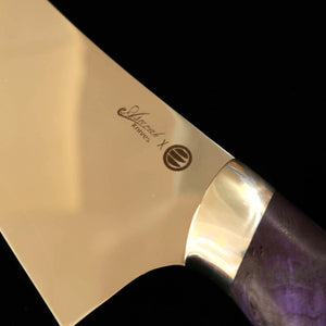 Asurah Knives × Miura MIURA VG10 acabado espejo, mango personalizado azul, gyuto (210 mm)