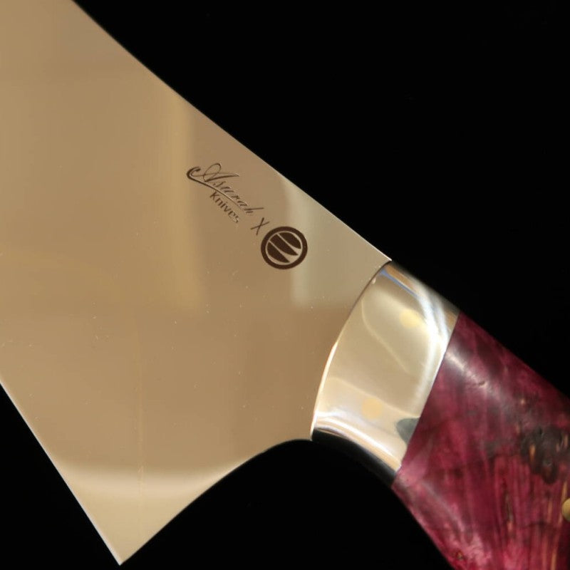 Asurah Knives × MIURA VG10 Finition miroir Manche personnalisé rouge Gyuto (210mm)
