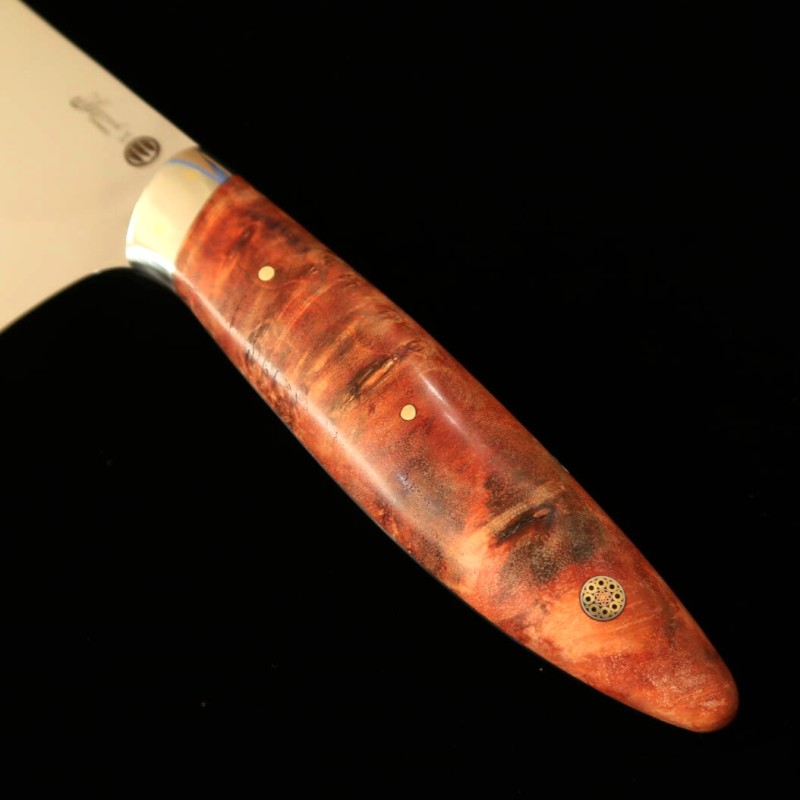 Asurah Knives × MIURA VG10 finition miroir, manche custom orange, Gyuto (240 mm)