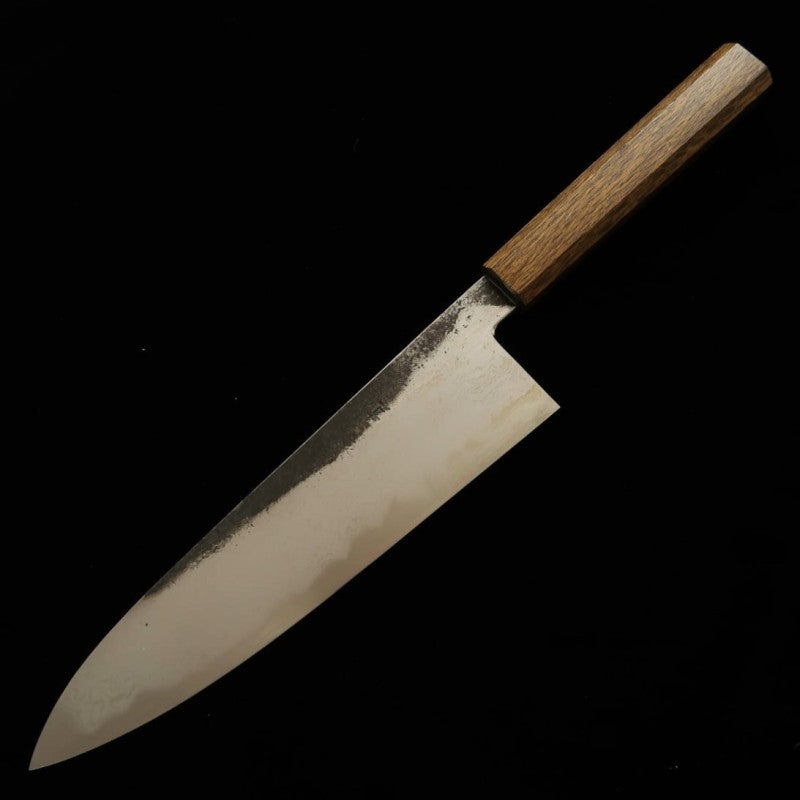 刃道HADO 青紙一号 黒打ち ダマスカス 牛刀 樫黒八角柄 （240mm）