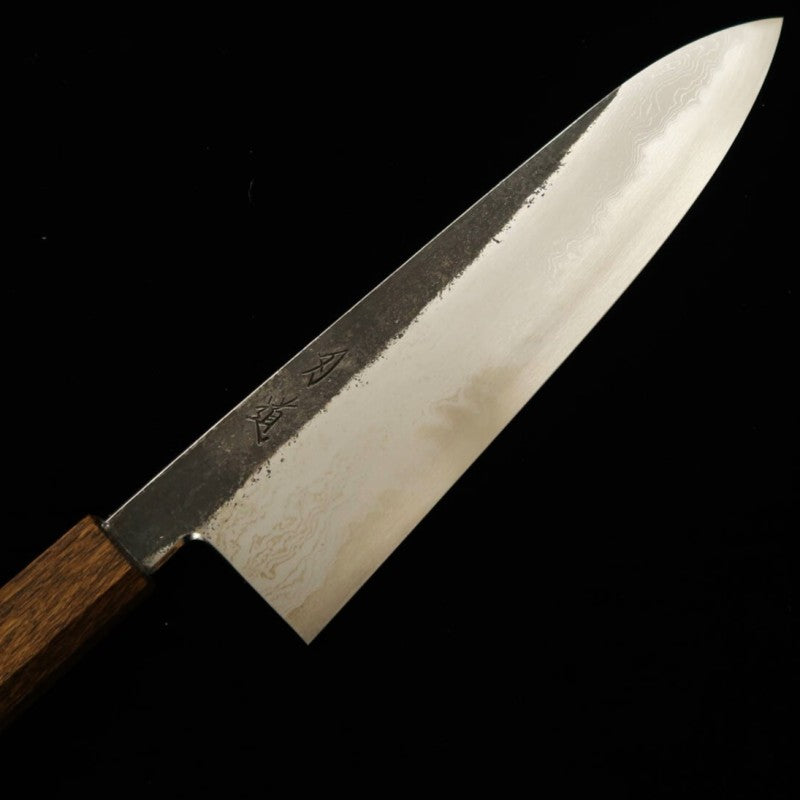 刃道HADO 青紙一号 黒打ち ダマスカス 牛刀 樫黒八角柄 （240mm）