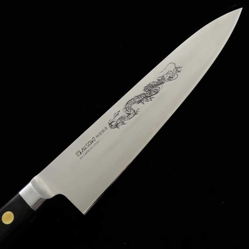 Misono EU Carbono Gyuto com gravação de dragão (210-300mm)