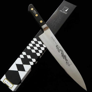 Misono EU Carbono Gyuto com gravação de dragão (210-300mm)