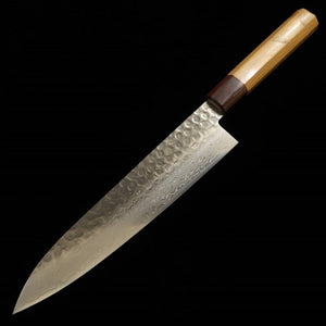 Miura Gyuto AUS10 martelé damas manche octogonal en zelkova (210 mm)
