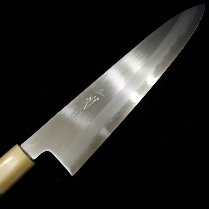 Gyuto MIURA Itadaki Shirogami Nº 2, acabamento Shinki, cabo octogonal de chifre branco de búfalo (210/240mm)