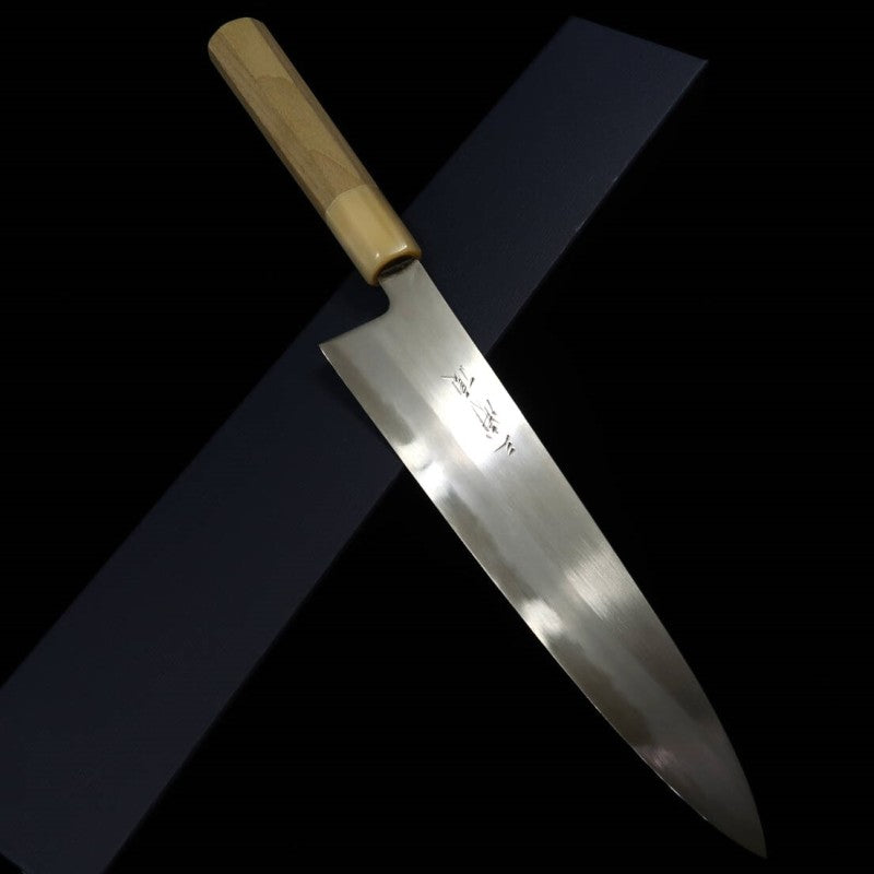 MIURA Gyuto Itadaki Sakai Yoshikazu Shirogami No. 2 Shinogi Finish Magnolia wood Handle (210/240mm)