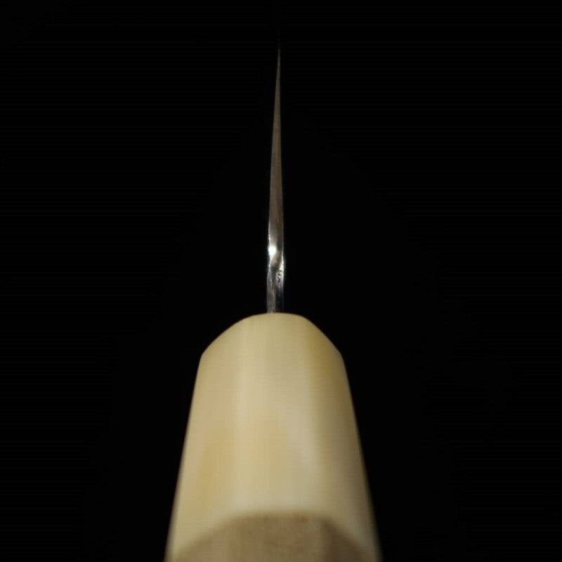 Gyuto MIURA Itadaki Shirogami Nº 2, acabamento Shinki, cabo octogonal de chifre branco de búfalo (210/240mm)