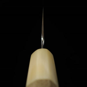 Gyuto MIURA Itadaki Shirogami Nº 2, acabamento Shinki, cabo octogonal de chifre branco de búfalo (210/240mm)