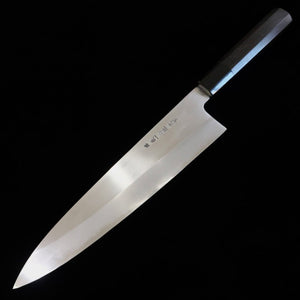 Miura Itadaki, por Yoshikazu Tanaka, Gyuto, aço Shirogami #2, acabamento shinogi, cabo octogonal em ébano (240 mm)