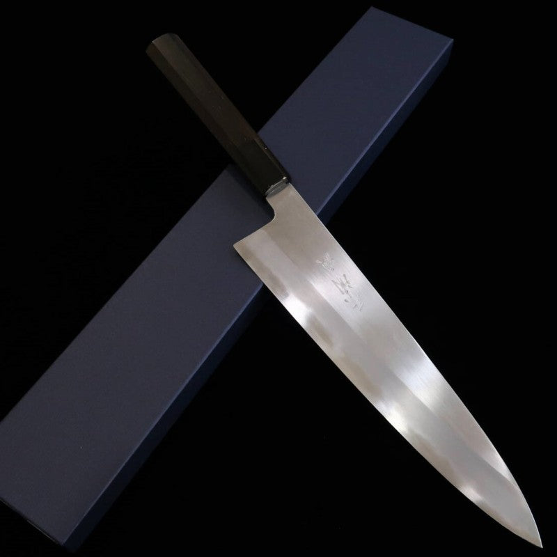 三浦 MIURA  三浦頂 白紙二号 牛刀 しのぎ仕上げ 黒檀八角柄 (240mm)
