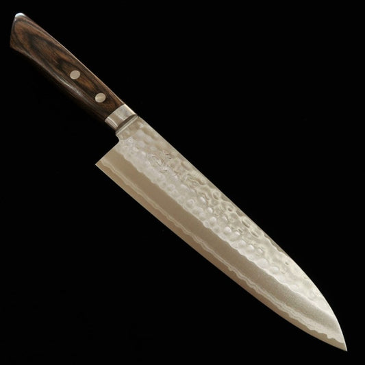 三浦 MIURA 牛刀 刻流 VG10 鎚目ダマスカス アッシュハンドル  (180mm)