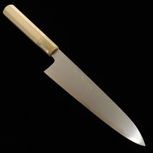 三浦 佩 MIURA Obidama 牛刀 白紙二号 総ボカシ仕上げ 朴八角柄 (210mm)