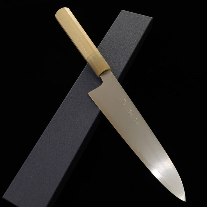 Gyuto MIURA OBIDAMA Nakagawa Satoshi, Shirogami no.2 acabado kasumi, mango octogonal de magnolia (210 mm)