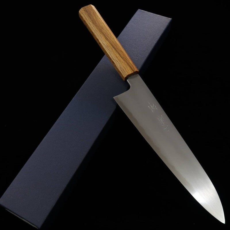 Gyuto MIURA OBIDAMA Nakagawa Satoshi, Aogami no.2 acabado difuminado, mango octogonal de roble (210mm)