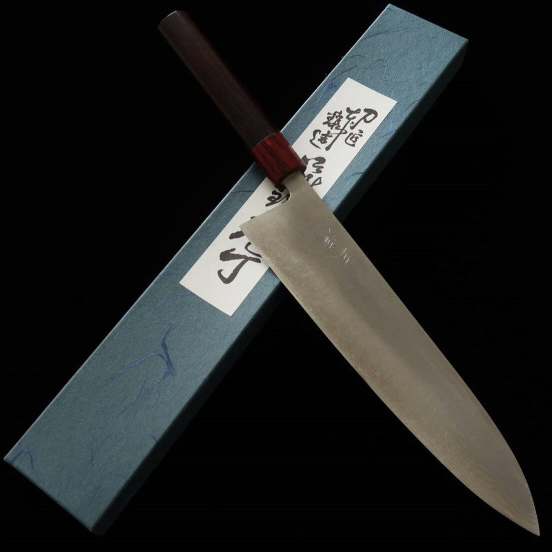 三浦 MIURA 雪月花 鍛造牛刀 VG10ダマスカス WR紫檀柄 (240mm)