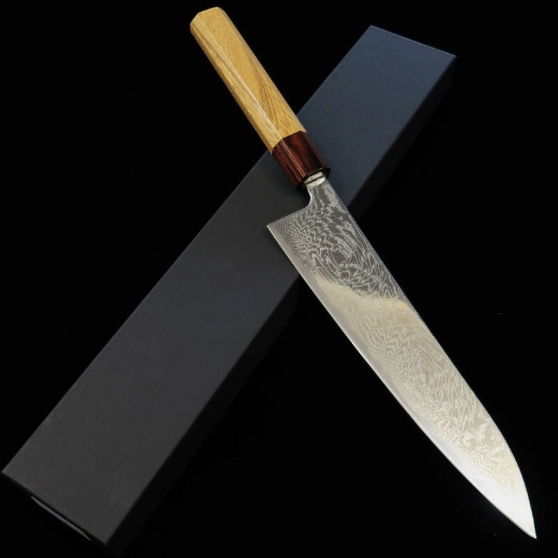 Miura Gyuto AUS10 Uzuha Nickel Damascus Keyaki Handle (210mm) 