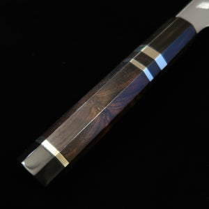 Mizuno Forging Shop MIZUNO Minamoto Akitada Aogami No. 1 Honyaki DX Gyuto Knife Mirror Finish Dragon Engraved Ebony Silver Wrap Handle (240mm) 