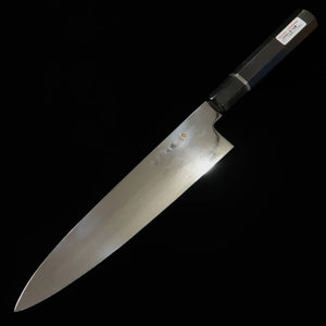 SUISIN Hon-yaki Ikeda Miwa Acier Blanc No.3 Manche en ébène avec virole argentée Fourreau en magnolia Gyuto japonais (240 mm)