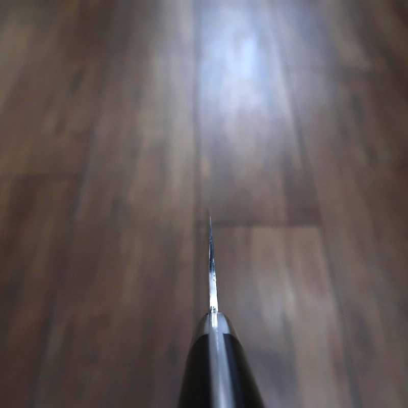 Gyuto Takeshi Saji R2 com acabamento diamante e cabo de micarta preto (210mm)