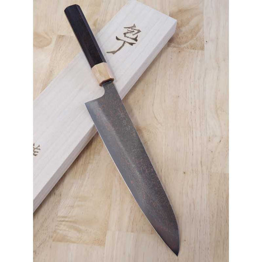 佐治武士 SAJI TAKESHI VG10 有色ダマスカス 牛刀 紫檀八角柄 (180-240mm)