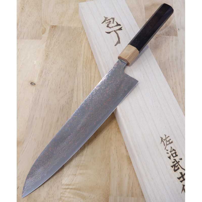 佐治武士 SAJI TAKESHI VG10 有色ダマスカス 牛刀 紫檀八角柄 (180-240mm)