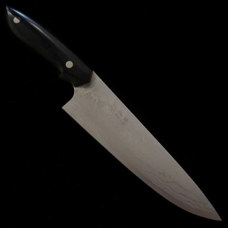 Kazuo Nomura KAZUO NOMURA Shirogami nº2 patrón suminagashi Gyuto mango de micarta negra (180/210 mm)