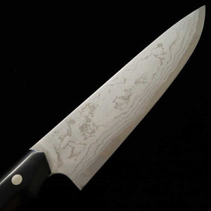 Nomura Kazuo KAZUO NOMURA Acier Blanc n°2, damas à l'encre, Gyuto, manche en micarta noir (180/210 mm)