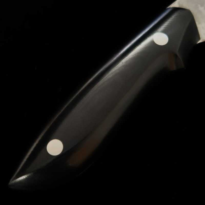 Nomura Kazuo KAZUO NOMURA Acier Blanc n°2, damas à l'encre, Gyuto, manche en micarta noir (180/210 mm)