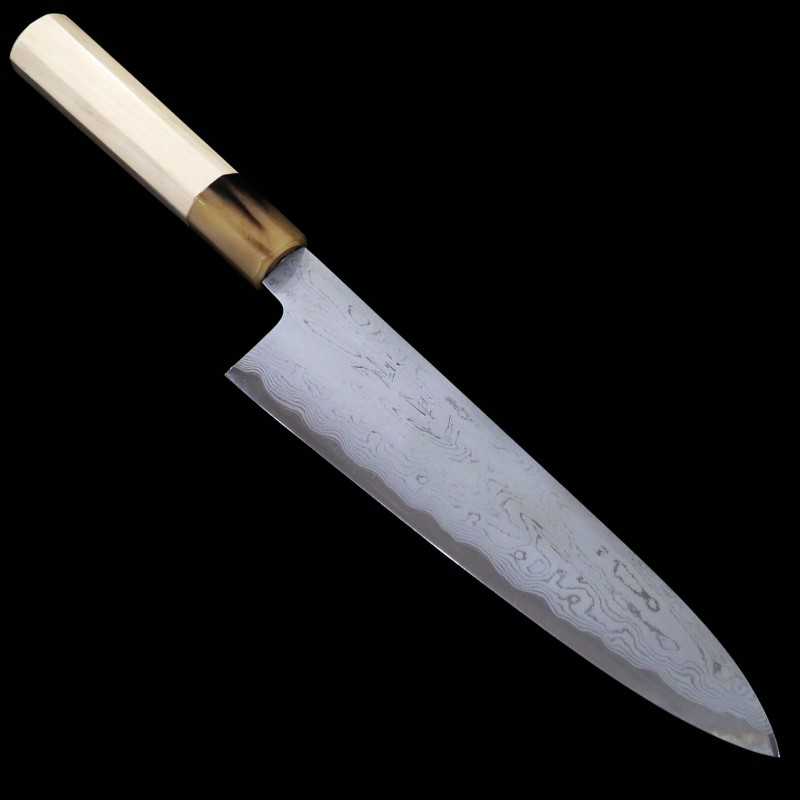 Gyuto MIURA OBIDAMA Nakagawa Satoshi, Damasco, Aogami no.1, mango octogonal de magnolia (210/240 mm)