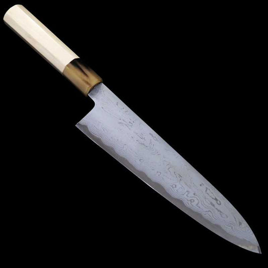 三浦 佩 MIURA Obidama ダマスカス 青紙一号 牛刀 朴八角柄 (210/240mm)