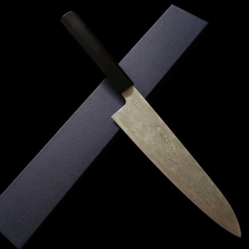 Gyuto MIURA OBIDAMA Nakagawa Satoshi, VG10, damasco, mango de ébano (210/240 mm)