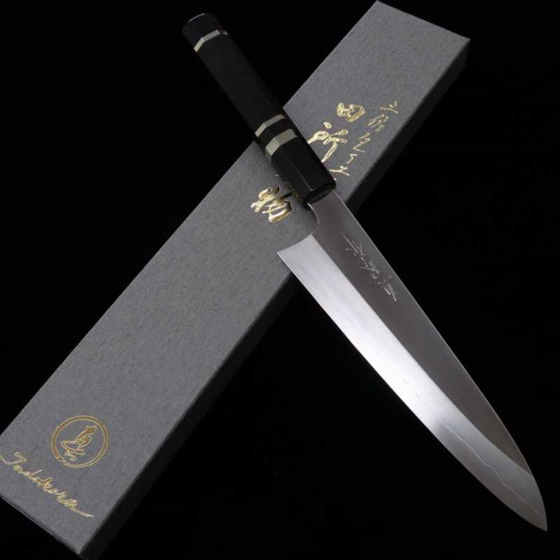 Gyuto Tadokoro Inox Ginsan acabamento espelhado cabo octogonal em ébano (210mm)