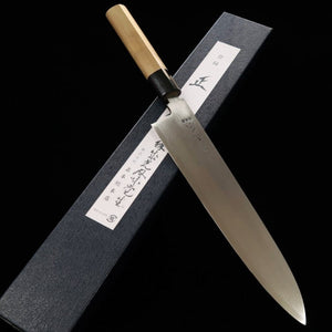Faca Gyuto MASAMOTO SOUHONTEN Honkasumi Shirogami Nº 2, lâmina tripla, aço branco, 240/270mm