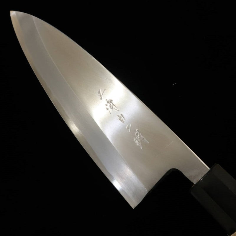 Deba Canhoto MIURA Shirogami No. 2 com cabo octogonal em formato de magnólia (105-180mm)