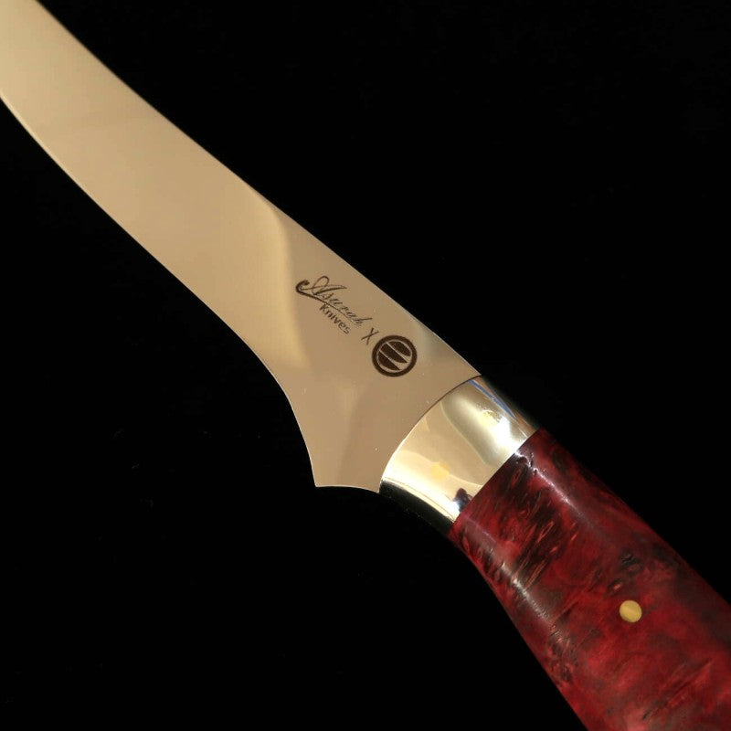 Asurah Knives × 三浦 MIURA SUS420J2  鏡面仕上げ カスタムハンドル レッド フィレナイフ ( 150mm)