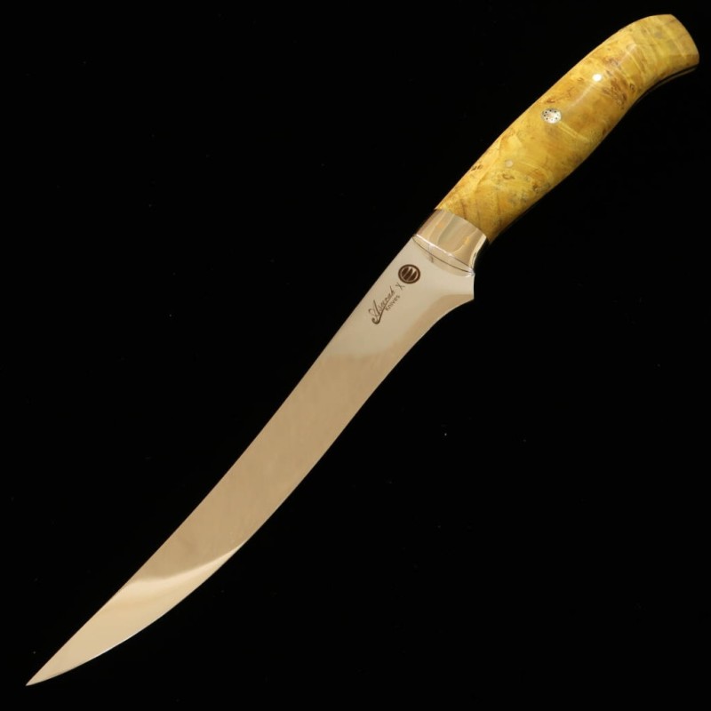 Asurah Knives × 三浦 MIURA SUS420J2  鏡面仕上げ カスタムハンドル イエロー フィレナイフ (160mm)