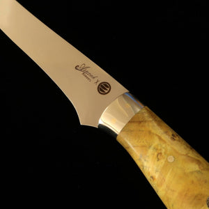Asurah Knives × Miura MIURA SUS420J2 acabado espejo, mango personalizado amarillo, cuchillo fileteador (160 mm)