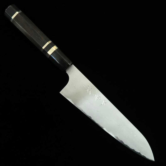 二唐刃物鍛造所NIGARA 牛刀 青紙二号 ダマスカス 銀巻黒檀柄 （210mm）