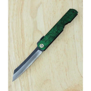 Japanese folding knife HIGONOKAMI Blue steel Jade handle (70mm)