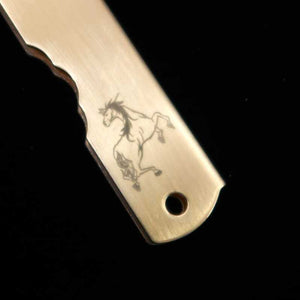 Nagaokane Koma KANEKOMA Higonokami Aço Azul Laminado Cabo de Latão Série do Zodíaco - Cavalo - (73mm)