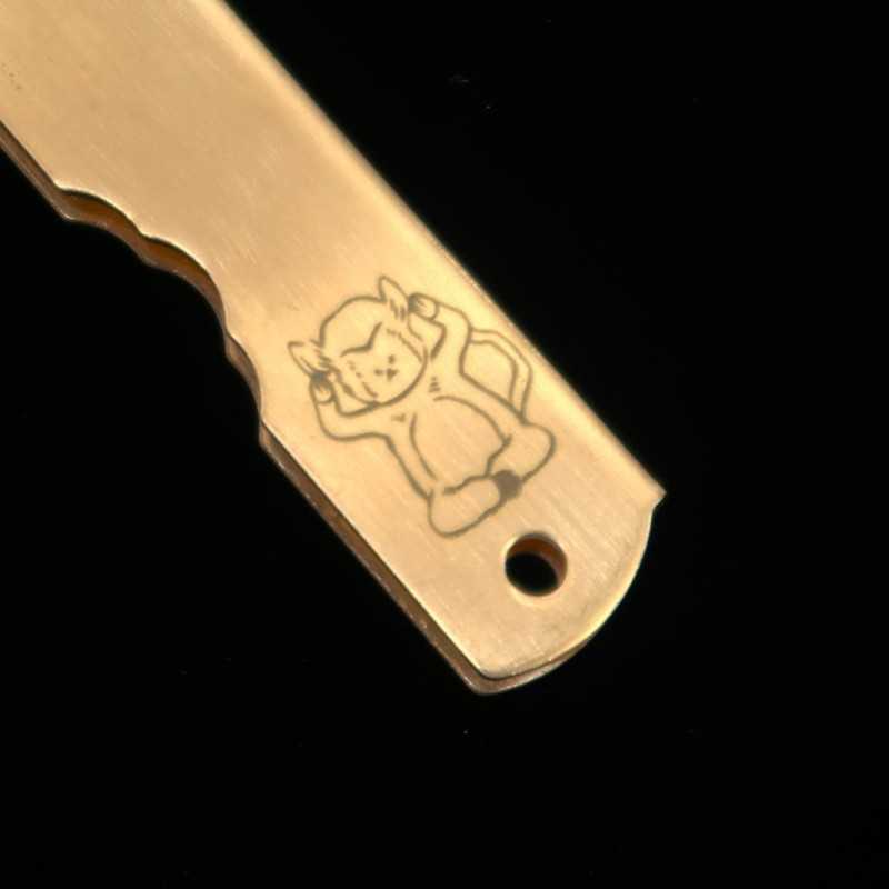 永尾かね駒製作所KANEKOMA 肥後守 青鋼割込 真鍮柄 干支シリーズ　- 申 - (73mm)