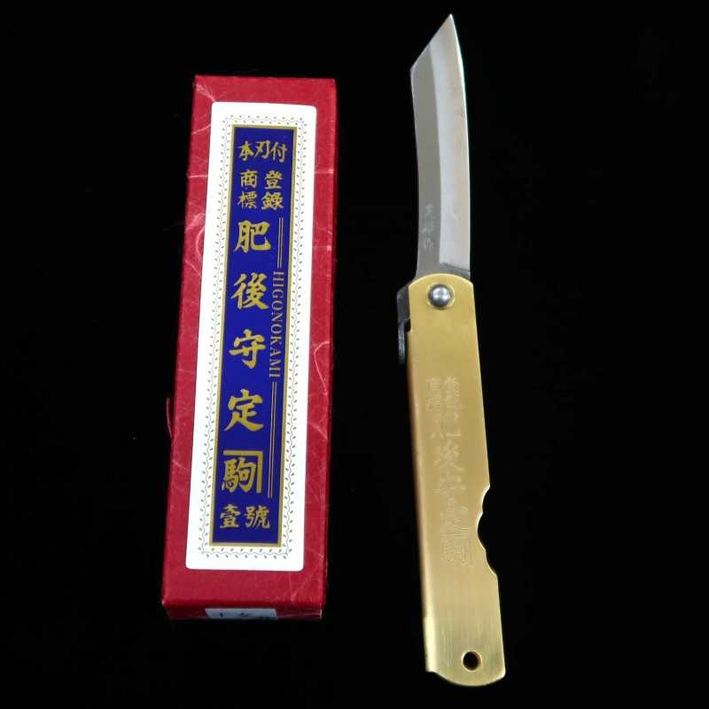 Japanese Folding knife HIGONOKAMI Blue steel Brass Handle Zodiac Series - Ox - (73mm)