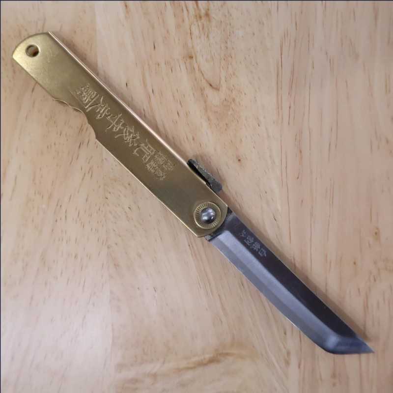 HIGONOKAMI da Fábrica Kanekoma Nagao 【Tipo Espada】Higonokami aço branco cabo de latão (73mm)