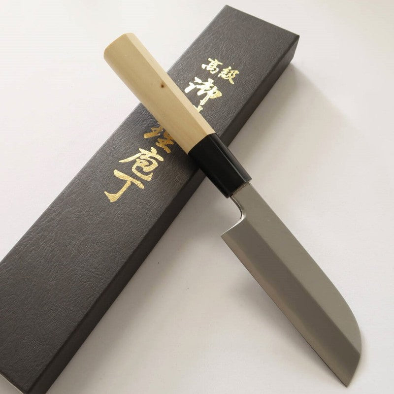 Mukimono MIURA, Shirogami No. 2 Steel, Kasumi Finish, Magnolia Octagonal Handle (105mm) 