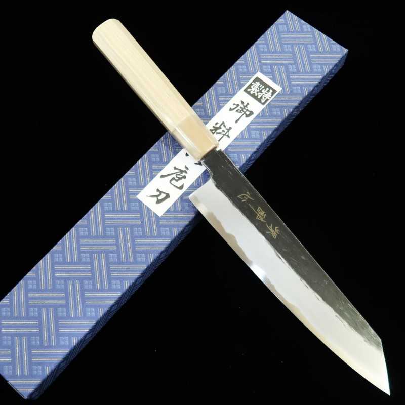 SUISIN Suisin serie Tomikashi, obra de Kenji Togashi, forja negra, Shirogami No.2, gyuto tipo ken (210/240 mm)