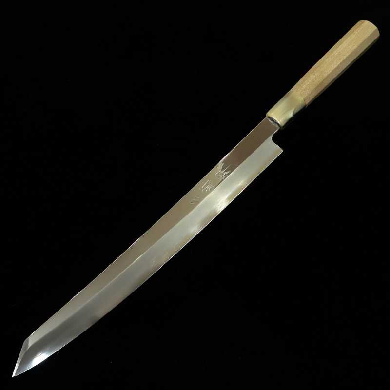 MIURA Obidama Ginsan Nº 3 Yanagiba Corte Espelhado Cabo Octogonal de Chifre Branco para Canhotos (270/300/330mm)
